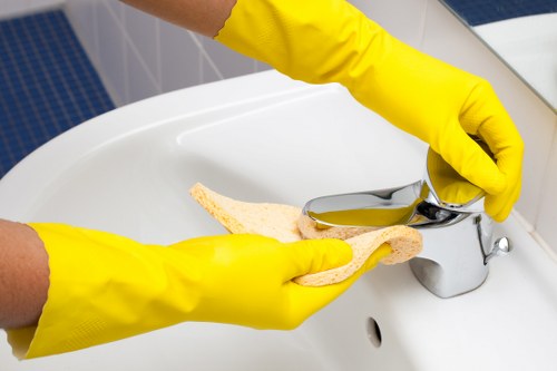 Stepney Carpet Cleaners operative wearing PPE during a cleaning job